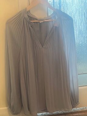 H&M Light Blue Pleated Long Sleeve Blouse
